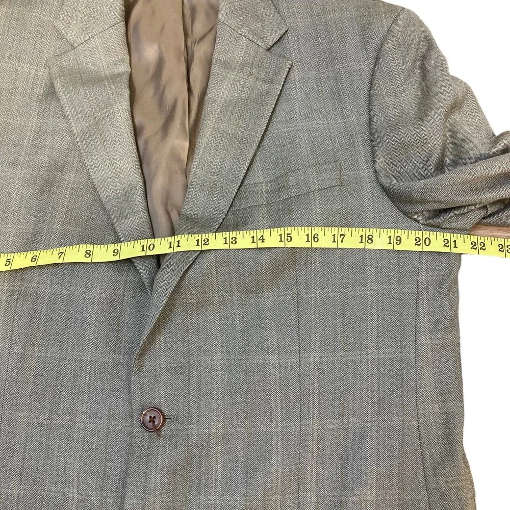 Lauren Ralph Lauren Mens 40L Sport Blazer Jacket Wool/Silk Blend Check Brown